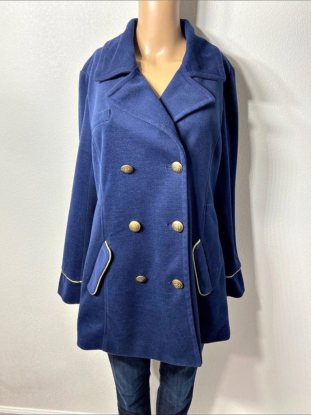 JACK by BB Dakota Double-Breasted Pea Coat in Blue Size M